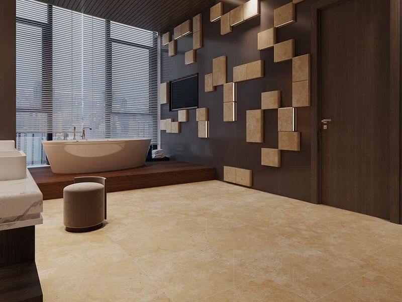 Травертин Light C/C Filled Honed Polished  1094 фото