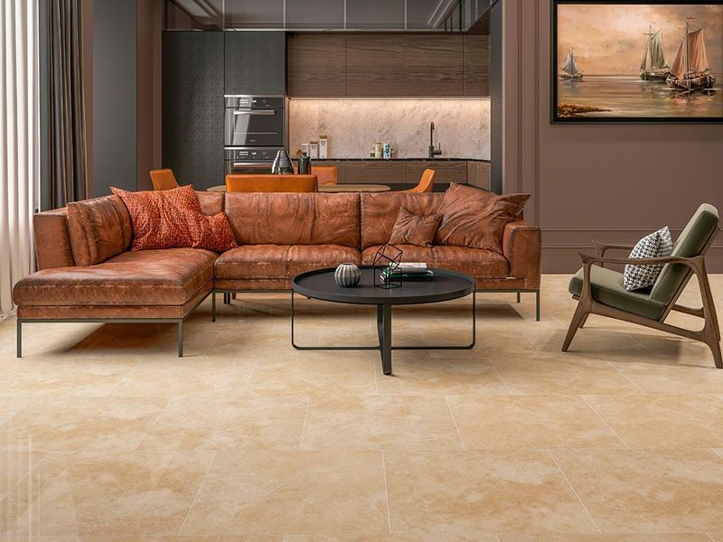 Травертин Light C/C Filled Honed Polished  1094 фото